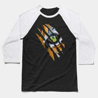 Fearless Tiger Cat Eye Claw Silhouette Baseball T-Shirt